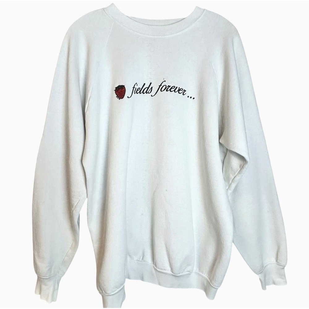 Vintage 80s The Beatles Original Crewneck Sweatshirt Size XL Strawberry Fields